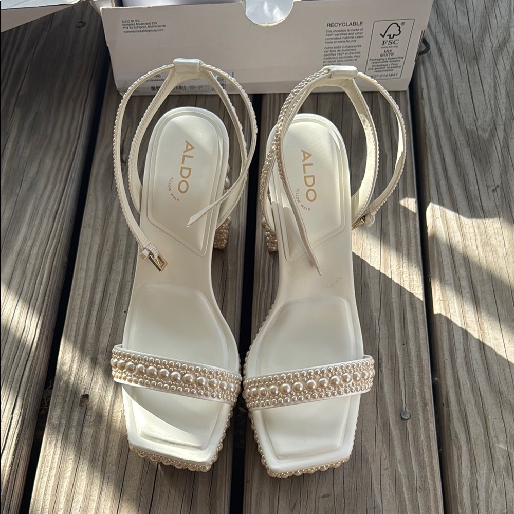ALDO Women's Pearl Embellished Heels - Cream